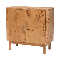 bali & pari Latika Modern and Contemporary Natural Mappa Burl Wood Storage Cabinet